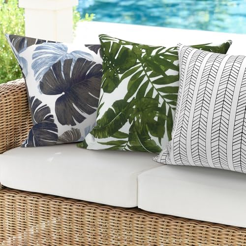 Pack of 2 Durable Herringbone Outdoor Pillow