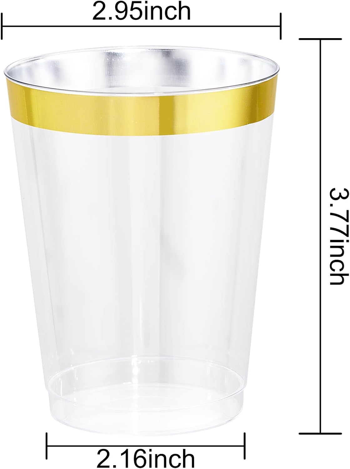 I00000 60PCS Gold Plastic Cups 10 oz Clear Disposable