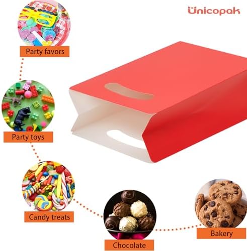 UnicoPak 16 Red Party Favor Bags with Handle for Birthday Party