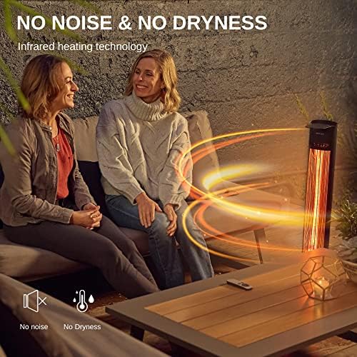 EAST OAK 1500W Electric Infrared Heater with Remote and 24H Timer