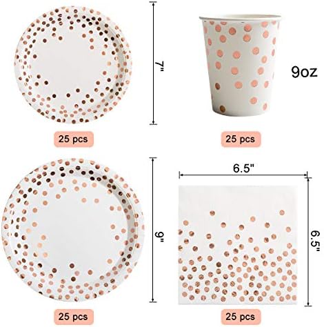 HOMIX 175 Piece Rose Gold Party Set for 25 Guests