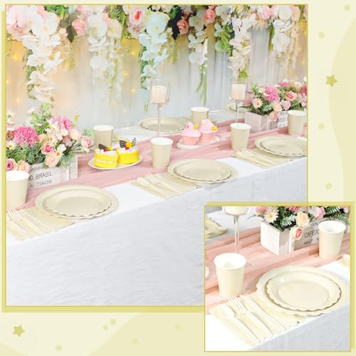 175 Pcs Ivory Plates and Napkins Set