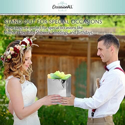 OccasionALL Small Gift Bags with Metallic Handles 12 Pack