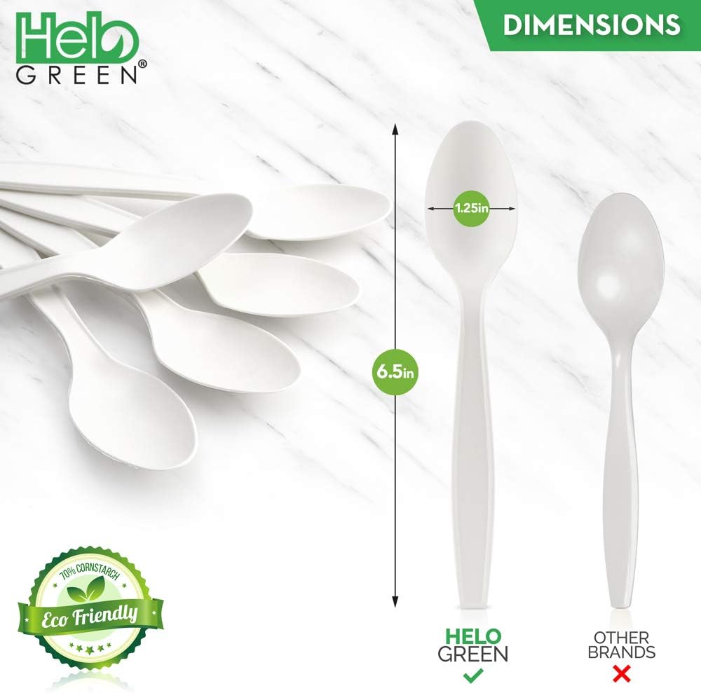 HeloGreen 50 Pack Eco-Friendly 7 Inch Tea Spoons
