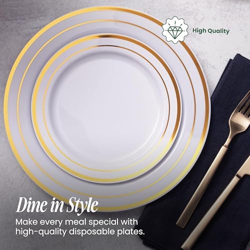 Ayas 60 Gold Rimmed Plastic Plates Set