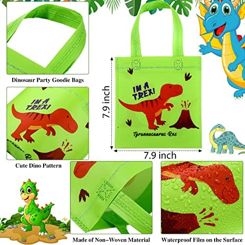 Tallew 24 Dinosaur Party Favor Bags with Handles Reusable