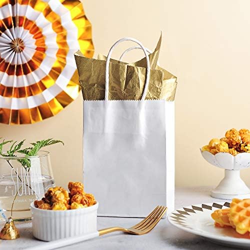 AWELL Mini White Paper Gift Bags with Handle Pack of 24