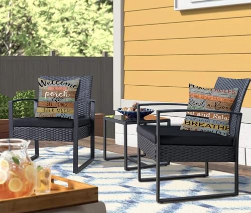 Jartinle Porch Rules Sign Pillow Covers Set of 2 Brown 16x16