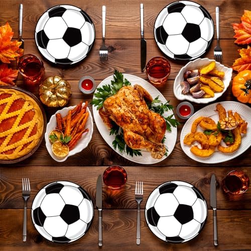 72 Pcs Soccer Themed Paper Plates Napkins Set