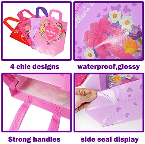 HADDIY Mothers Day Tote Gift Bags 16 Pcs Floral Design
