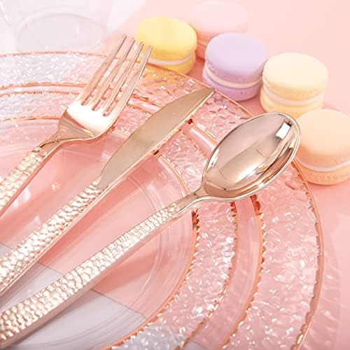 Ciaell 150PCS Rose Gold Plastic Plates Set