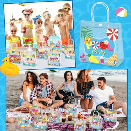 H1vojoxo Summer Gift Bags 24PCS Clear PVC Tote Bags with Handles