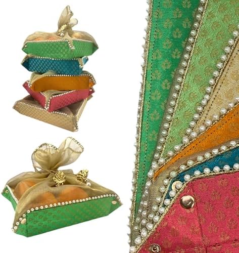 LOVENSPIRE 2ct Gift Basket Indian Mithai Box Brocade Organizer