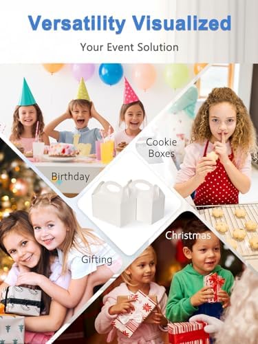 25 Pcs Small Party Treat Boxes White 6 Inch Gable