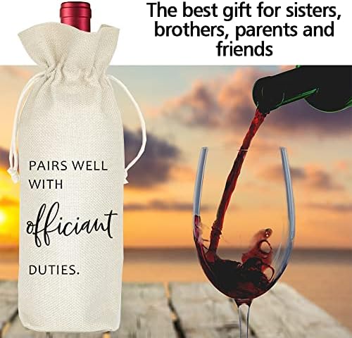 Socive Wedding Wine Bag - Burlap Drawstring Gift Holder