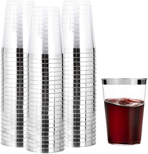 200pcs Silver Disposable Plastic Cups 10 oz