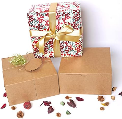 Mudrit Kraft Gift Boxes 10 Pack 8x8x4 Inches