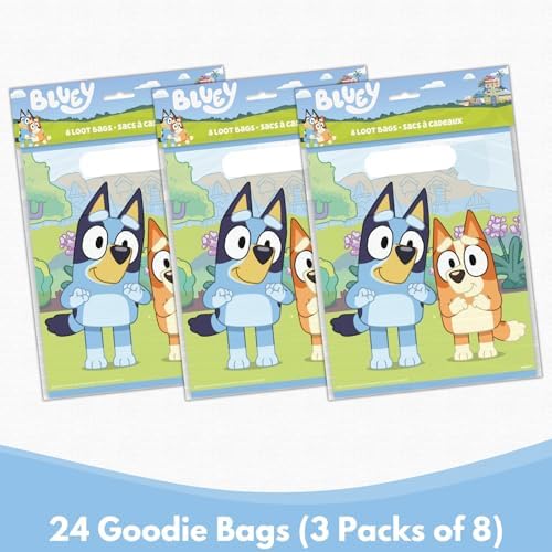 Unique Bluey Birthday Party Supplies Set - 24 Plastic Bags Checklist