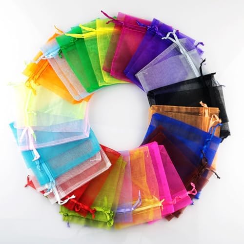 100PCS Sheer Organza Bags With Drawstring for Wedding and Party Favor