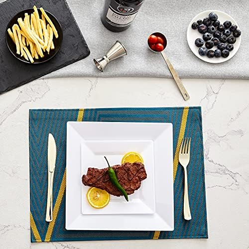 N9R 60PCS White Plastic Square Plates for Parties and Events