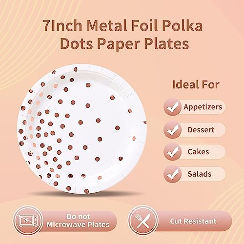 Rose Gold Paper Plates and Napkins Set - Serve 25
