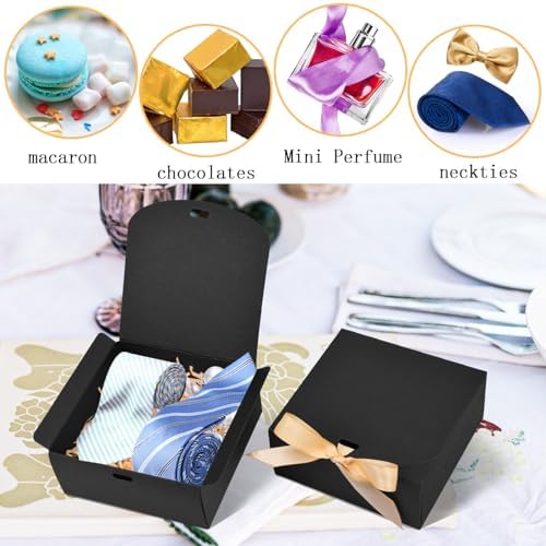 WLUSEAXI 12 Pack Black Gift Boxes with Lids and Ribbons