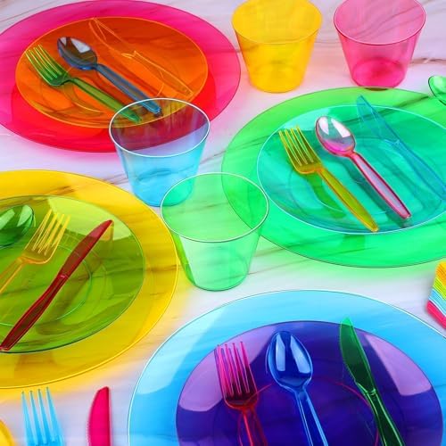 252 PCS Neon Party Supplies Set for 36 Guests