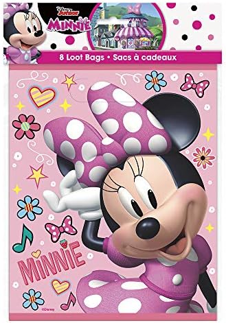 Unique Iconic Minnie Mouse Plastic Party Bags - 8 Pcs