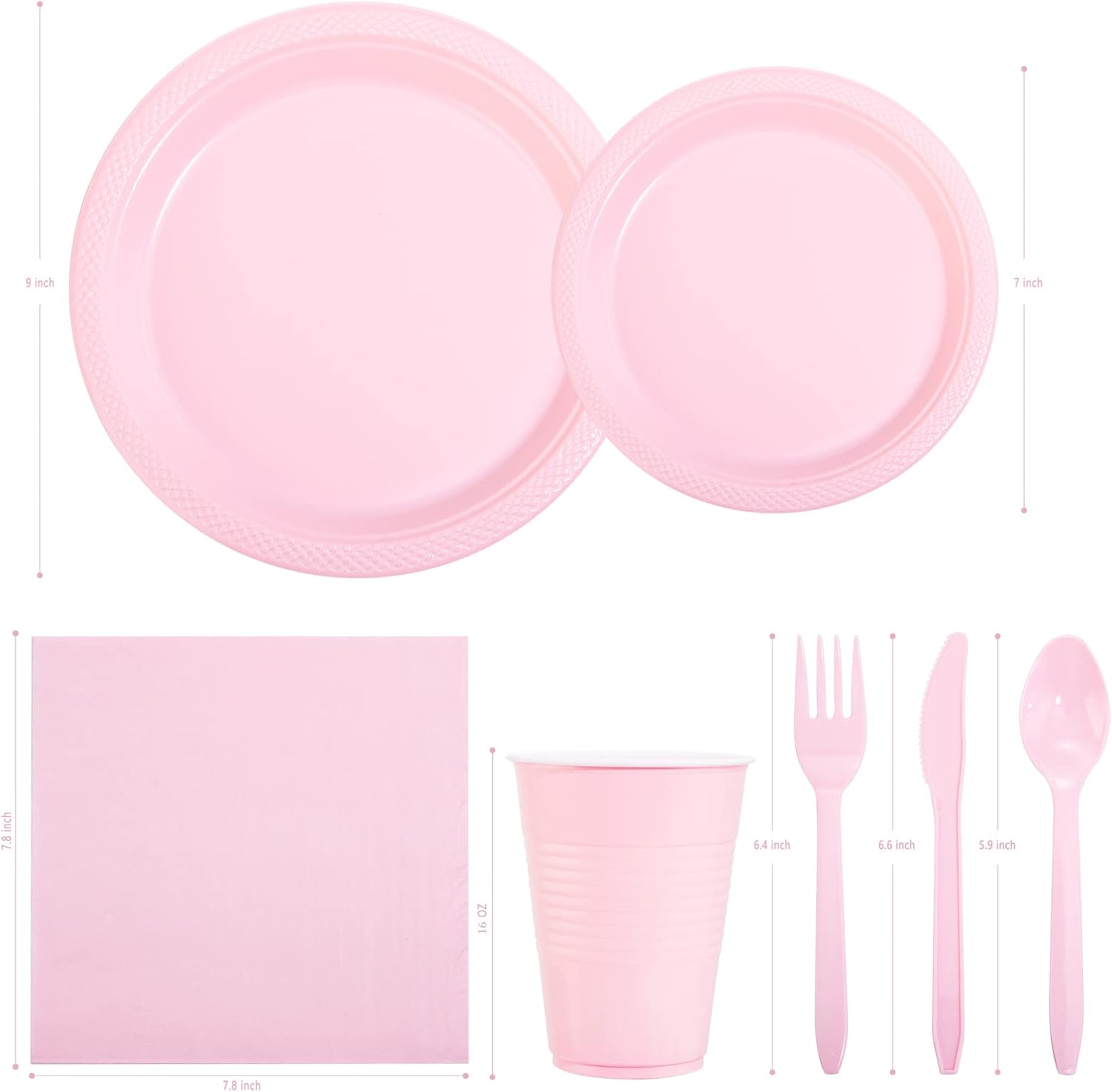 WELLIFE 210 Piece Pink Party Supplies Set