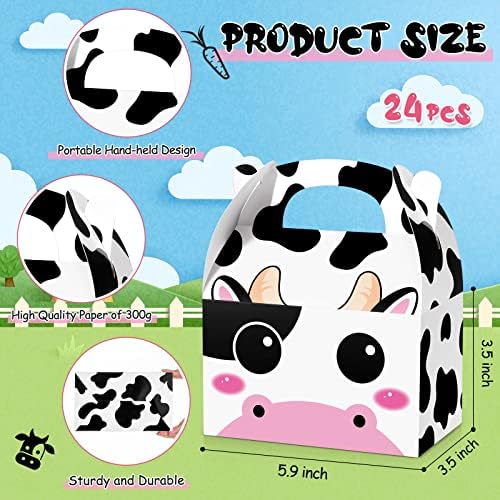 24 Pack Cow Party Treat Boxes for Farm Animals