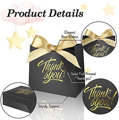 Small Thank You Gift Bags 60 Pack Gold Foil Bow Ribbons