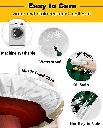 Buffalo Plaid Waterproof Round Table Cover with Elastic