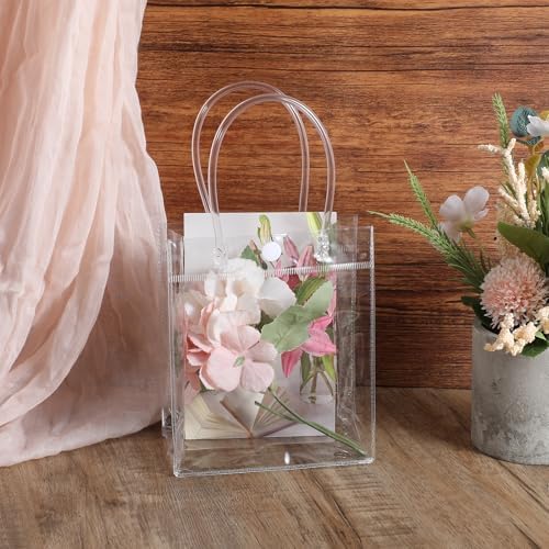 60 Pcs Clear Plastic Gift Bags with Handles