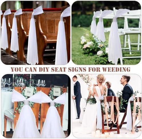 36 Piece Wedding Pew Bows Tulle Set with Rhinestone Collar