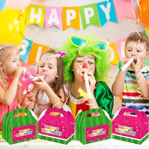 Wegymer Cartoon Watermelon Party Favor Boxes 16Pcs