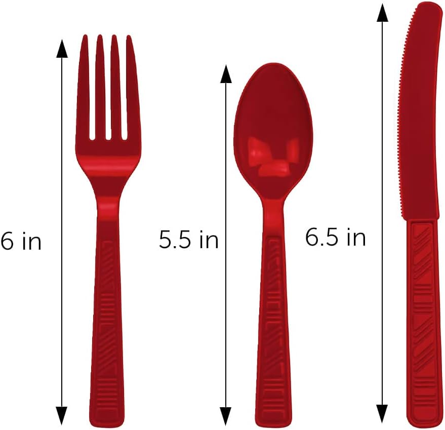 DecorRack Plastic Cutlery Set Red 96 Pieces