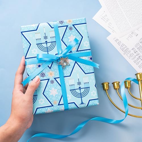 RUSPEPA Hanukkah Wrapping Paper Jumbo Roll 24x100ft