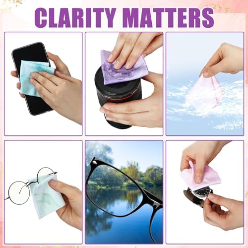 24 Pcs Marble Pattern Microfiber Cleaning Cloths for Eyeglasses and Screens