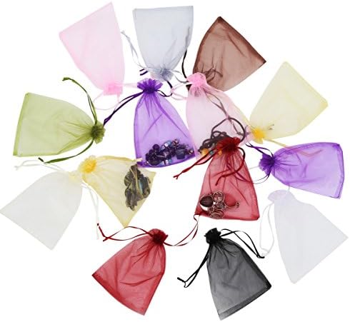 Wudygirl 100 Pcs Drawstring Organza Bags 5x7 Inches