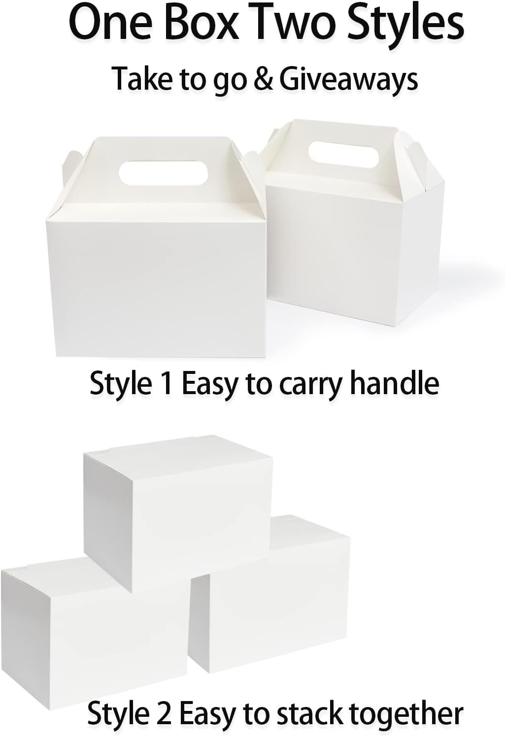 50 Ct White Party Gift Boxes with Handles