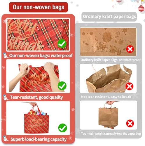 12 Pack Extra Large Christmas Gift Bags with Handles