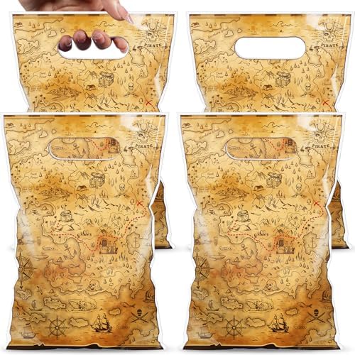 Pajean Pirate Party Favor Bags 100 Pcs Treasure Map Gift Wrapping