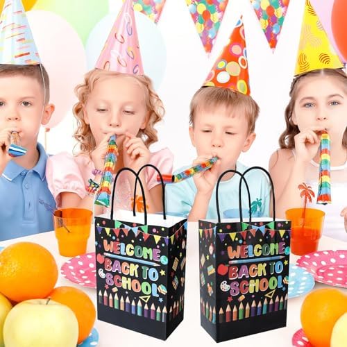 24 Pieces Back to School Kraft Paper Bags with Handles