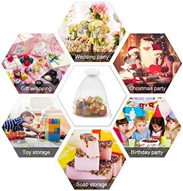 100PCS White Organza Gift Bags 4x6 Inch Wedding Favor Pouches