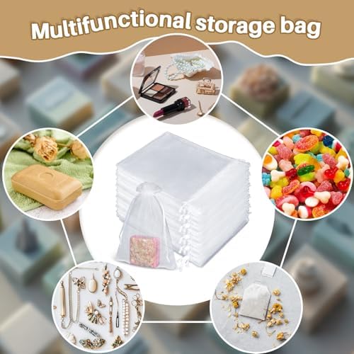 Sukh 50 Organza Soap Bags 5x7 Inches White