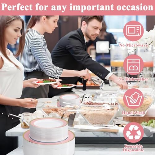 Glowserve 20 Pack Pink Plastic Plates for Parties