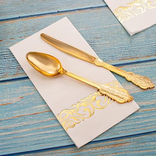 WDF 150 Pack Gold Napkins Disposable 3 Ply