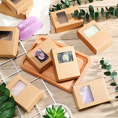 Spakon 30 Pcs Mini Kraft Soap Boxes with Window