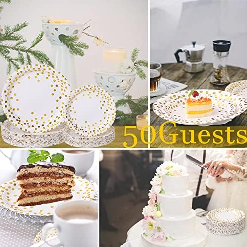 Golden Dots Disposable Paper Plates 100 Pack 50x9 50x7