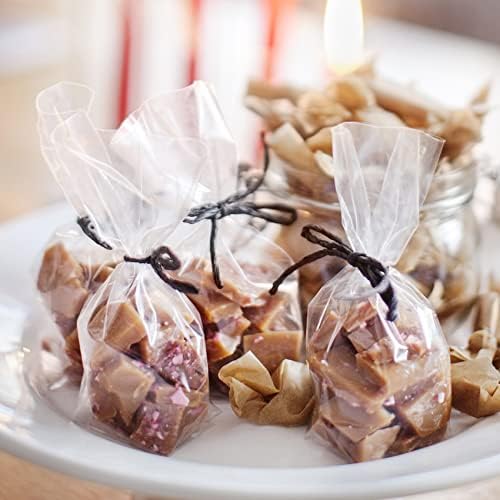 Morepack Gusseted Flat Bottom Cellophane Bags 50Pcs 4x2x8 Inches